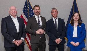 John Brennan, Eric Swalwell, Sean Penn, and Emily Wilkins Photo