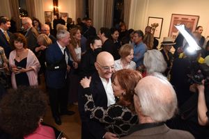 Joseph Feury greets Joy Behar. Photo