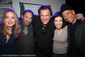 Cast members Marieh Delfino, Jack Esformes, Amy Motta, and Leith Burke with director  Photo