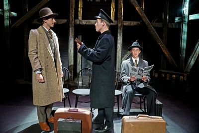 Carson Skidmore as Clifford Bradshaw, Cory Evans as the Customs Official and Brendan  Photo