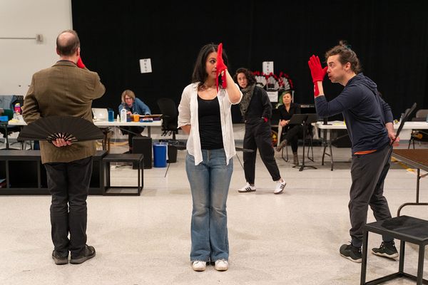 Tim Hopper, Paloma Nozicka and Nate Santana with (back, l to r) Christine D. Freeburg Photo