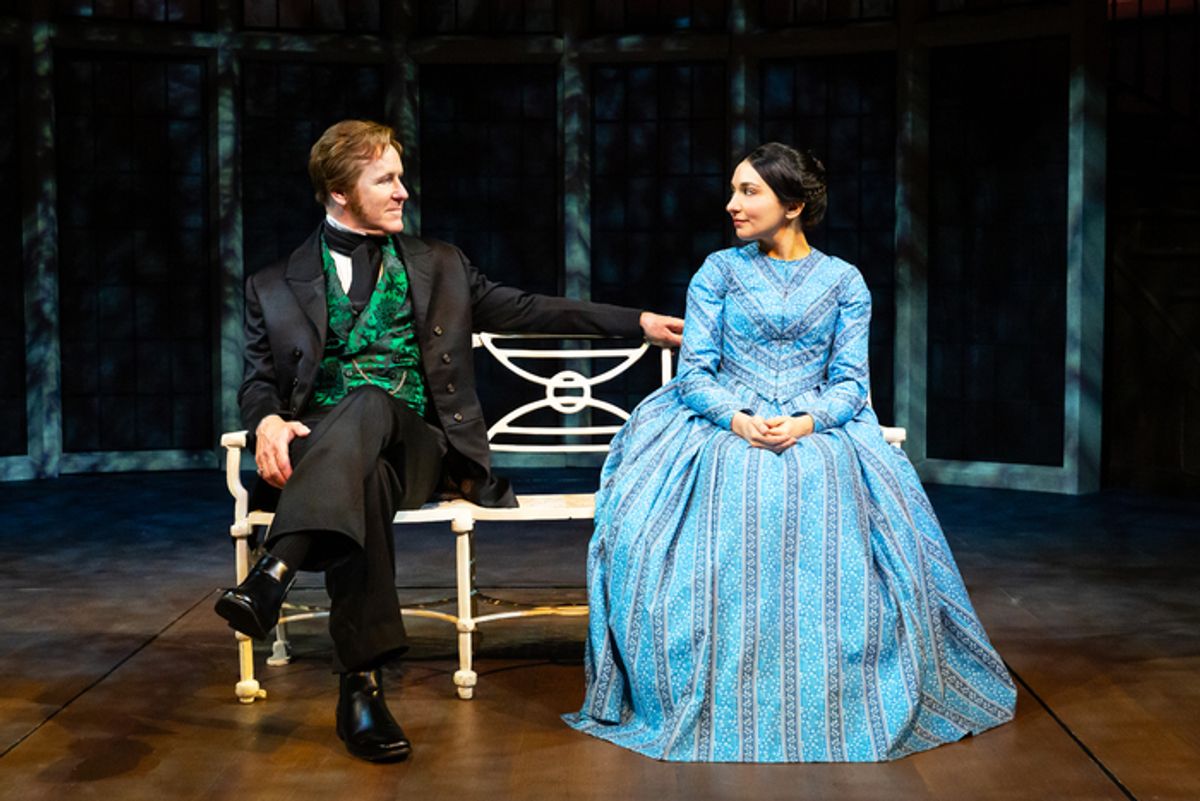 Chris Hutchison as Edward Fairfax Rochester and Melissa Molano as Jane Eyre at 