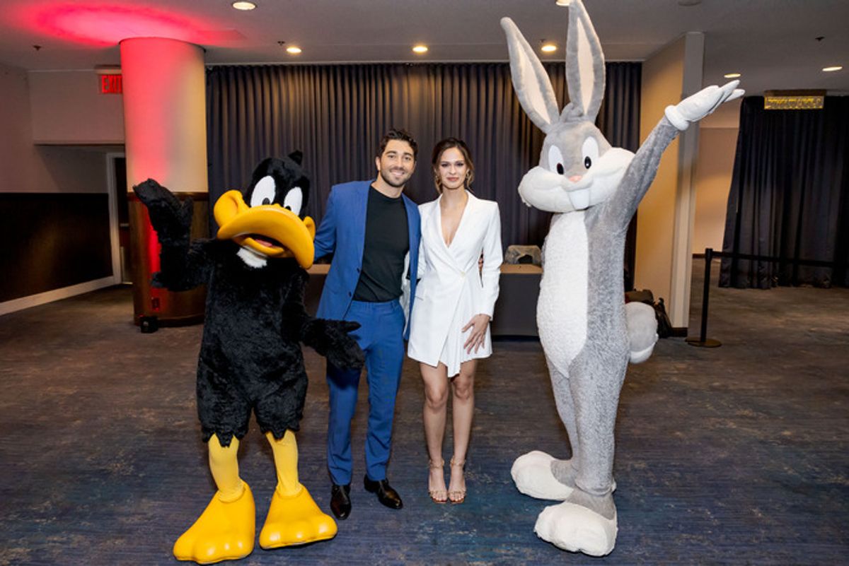 Daffy Duck, Joey Graziadei, Kelsey Anderson, Bugs Bunny (L to R) at 