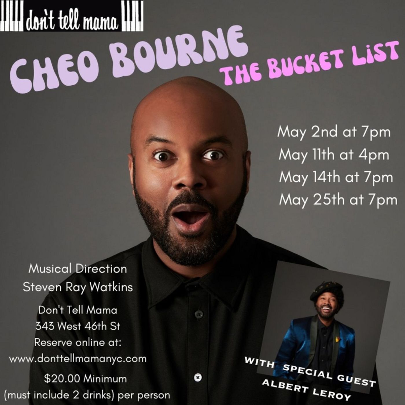 Cheo Bourne Returns To Don't Tell Mama In Brand New Show THE BUCKET LIST!  Image