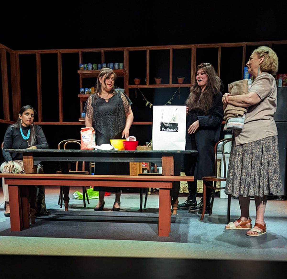 Elizabeth Rolston, Ria Nez, Jolie Cloutier & Dawn Jamieson in The Frybread Queen. Photo by Marlene Flores. at 