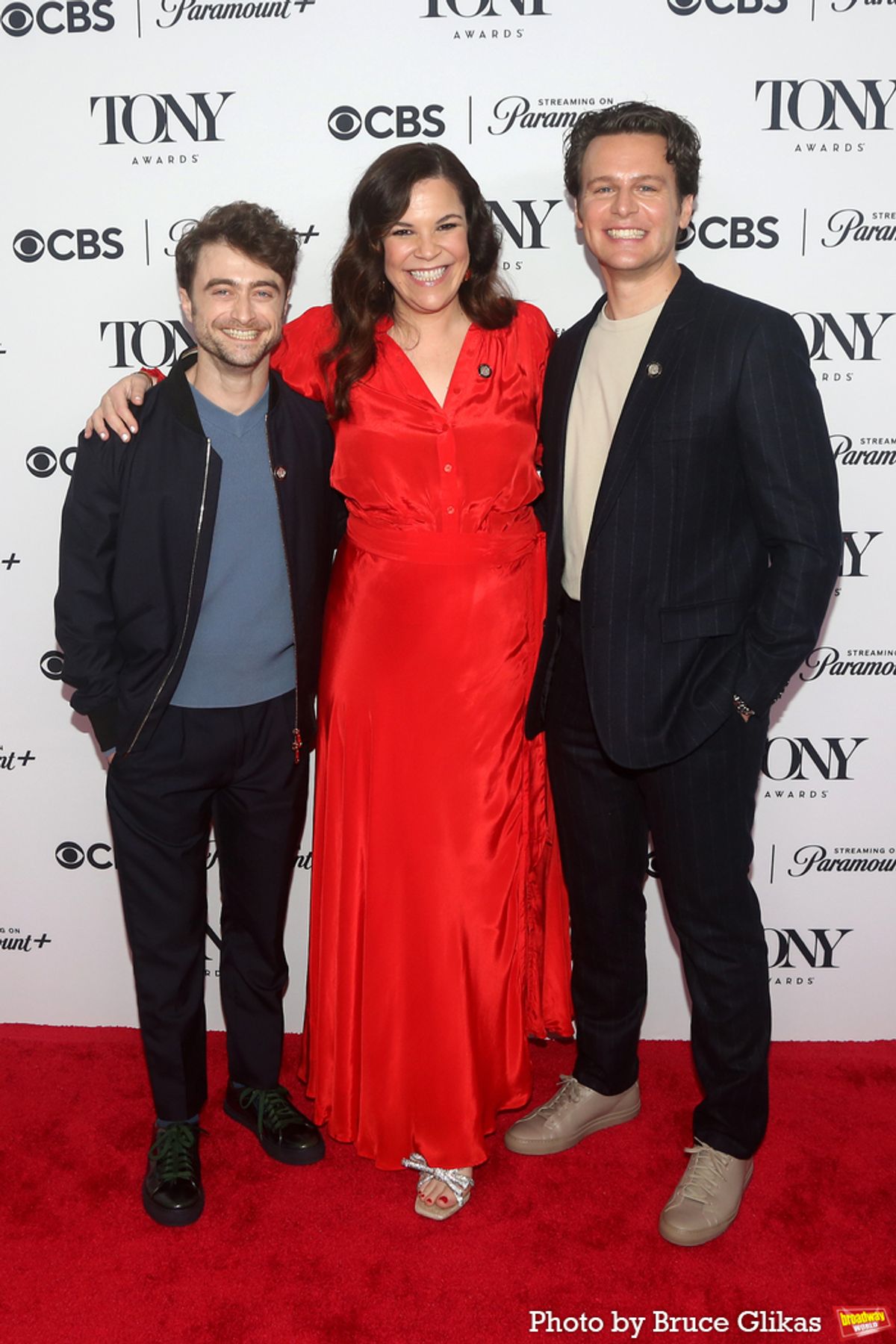 Daniel Radcliffe, Lindsay Mendez and Jonathan Groff at 