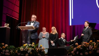 Nathan Lane, Maggie Boland, Susan Stroman, and Matthew Gardiner Photo