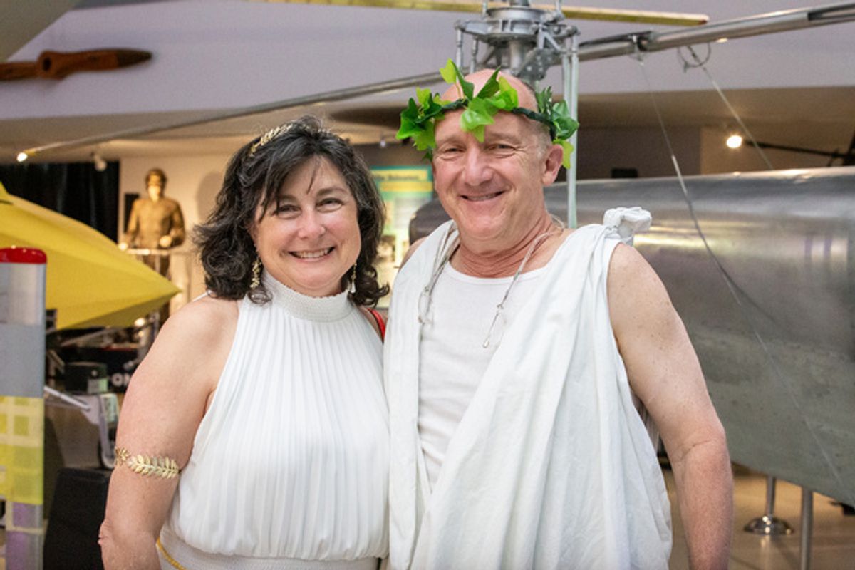 Renee Greenstein and Paul Titteron at TheatreWorks Silicon Valley''s spring fundraiser Blue Sky Bacchanalia Sunday, May 5, 2024 at Hiller Aviation Museum.  Photo Credit: Reed Flores at 