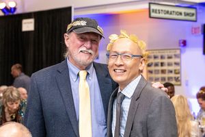 TheatreWorks Founder Robert Kelley and Obie Award-winning actor Francis Jue at TheatreWorks Silicon Valley''s spring fundraiser Blue Sky Bacchanalia Sunday, May 5, 2024 at Hiller Aviation Museum. Phot @ BroadwayWorld TheatreWorks Founder Robert Kelley and Obie Award-winning actor Francis Jue at Theatr Photo