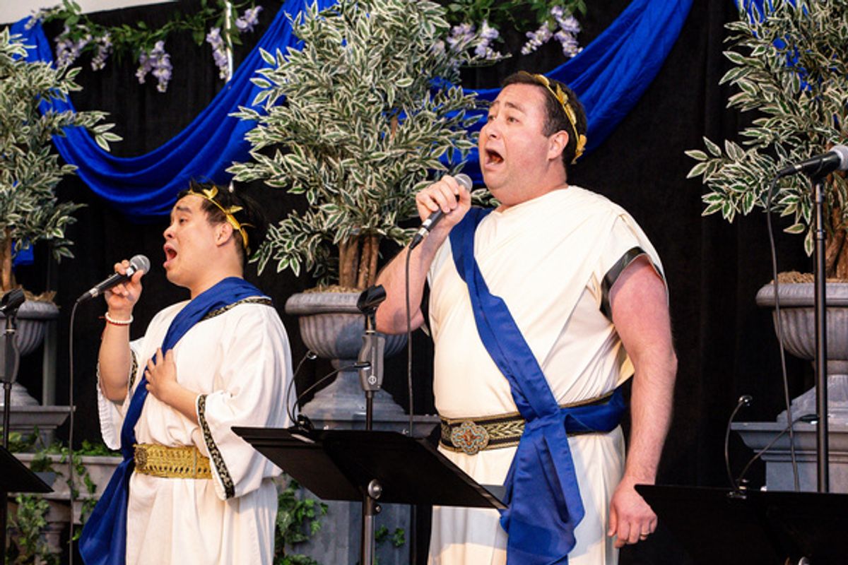 Phil Wong and Nick Nakashima perform at TheatreWorks Silicon Valley''s spring fundraiser Blue Sky Bacchanalia Sunday, May 5, 2024 at Hiller Aviation Museum.  Photo Credit: Reed Flores at 