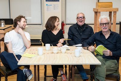 Scott Wittman, John Slattery, Talia Balsam, and Harry Slattery Photo