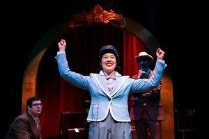 Dustin Rothbart (Owen O''Malley), Laura Sportiello (Conductor Flanagan), Maxwell J DeTogne (Oscar Jaffe) @ BroadwayWorld Dustin Rothbart (Owen O''Malley), Laura Sportiello (Conductor Flanagan), Maxwell J De Photo