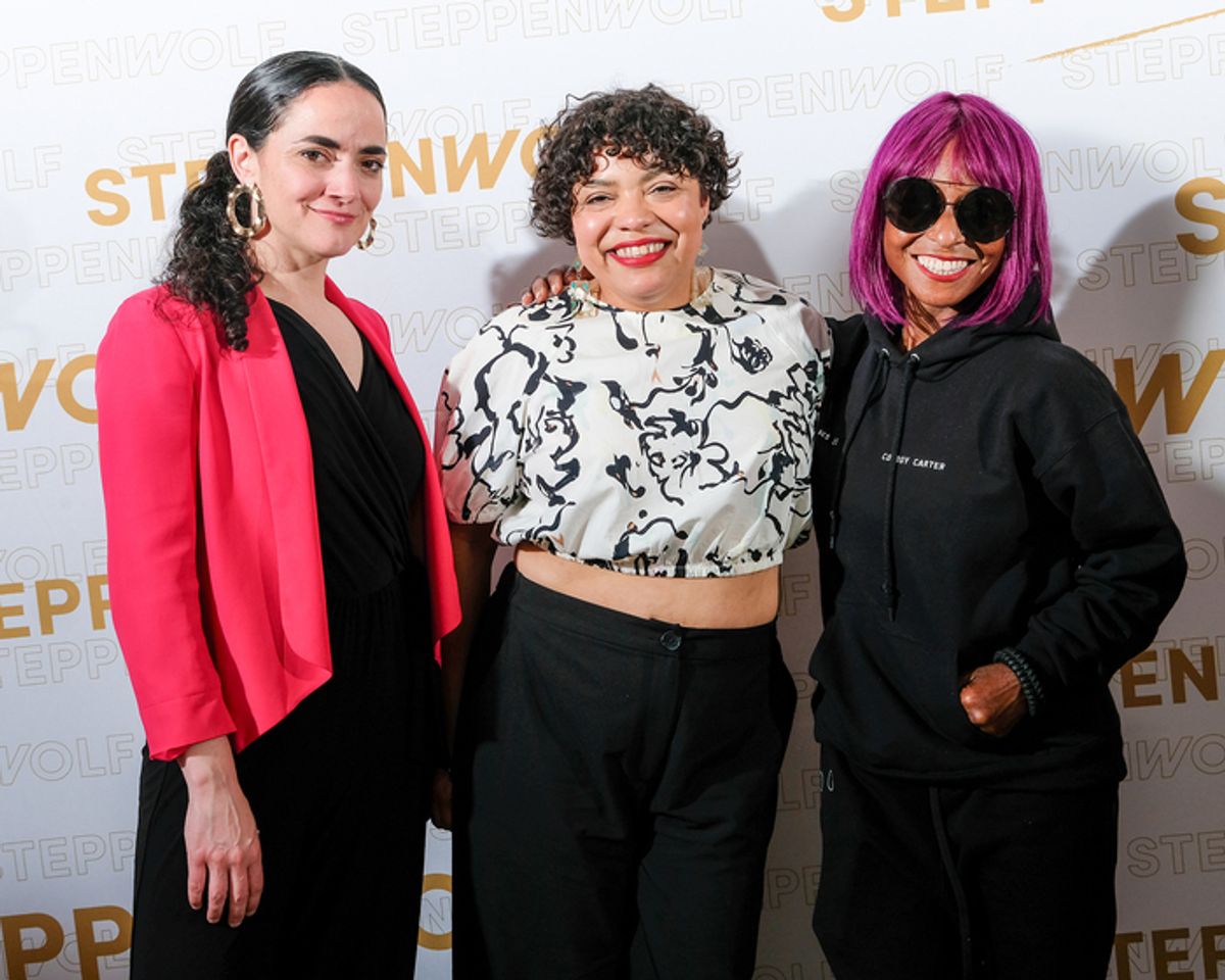 Teatro Vista Managing Director Cruz Gonzalez-Cadel and Producing Artistic Director Wendy Mateo with playwright J. Nicole Brooks at 