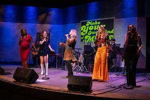 L to R: Malynda Hale, Heather Youmans, Therese Curatolo, Rainee Blake and Stephania Pourgouri sing a Carole King Tapestry medley @ BroadwayWorld L to R: Malynda Hale, Heather Youmans, Therese Curatolo, Rainee Blake and Stephania P Photo