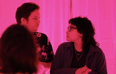 James Clements (actor) and Coral Cohen (director) discuss a note   Photo