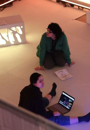 Skye Pallo Ross (stage manager) and Coral Cohen (director) during a production meeting @ BroadwayWorld Skye Pallo Ross (stage manager) and Coral Cohen (director) during a production meetin Photo