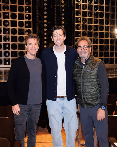 Jonathan A. Abrams, Nicholas Braun, Huey Lewis   Photo