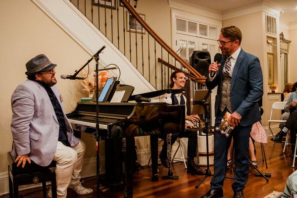 Justin Brill & David Fiorello co-host the evening.    Photo by Elizabeth Stenholt. Photo