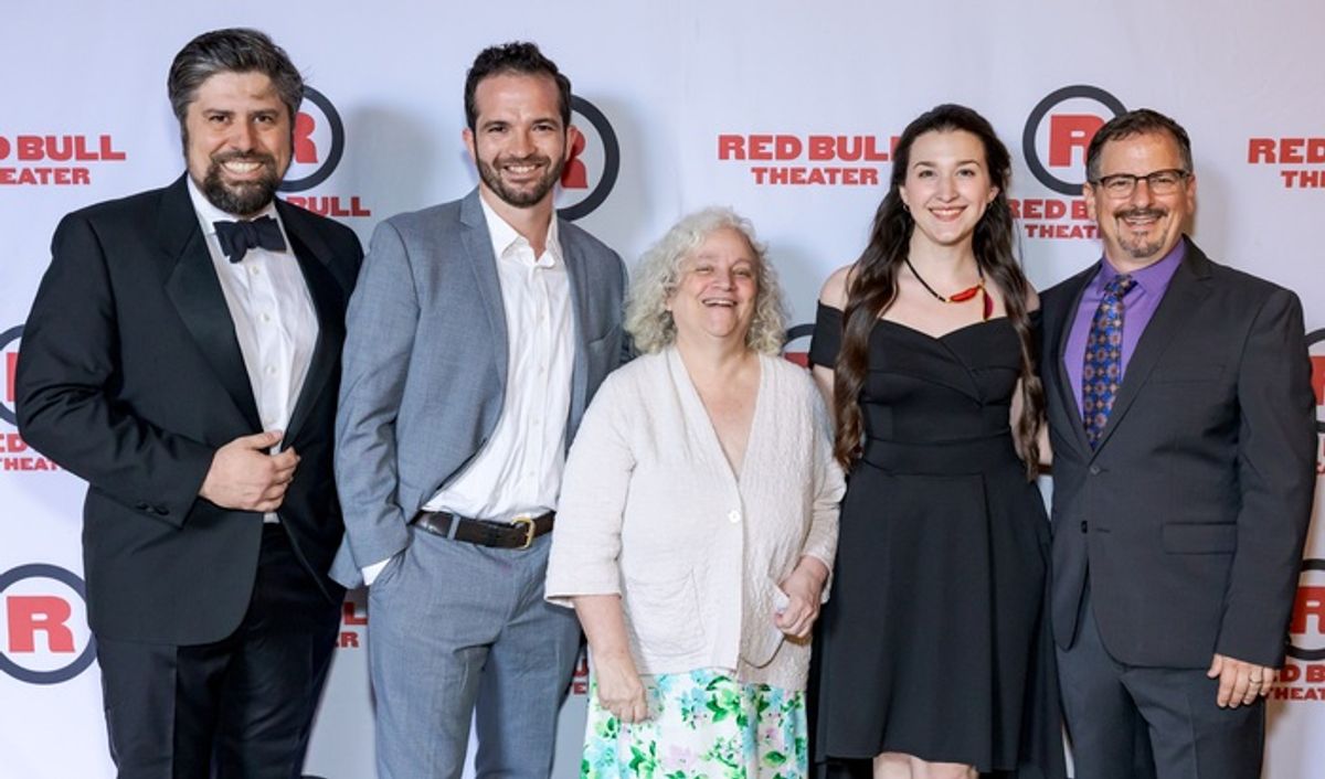  Executive Director Martin Giannini,
 Associate Artistic Director Nathan Winkelstein, General Manager Sherri Kotimsky, Marketing and Producing Associate Jessica Fornear, and Red Bull Theater Founder and Artistic Director Jesse Berger at 