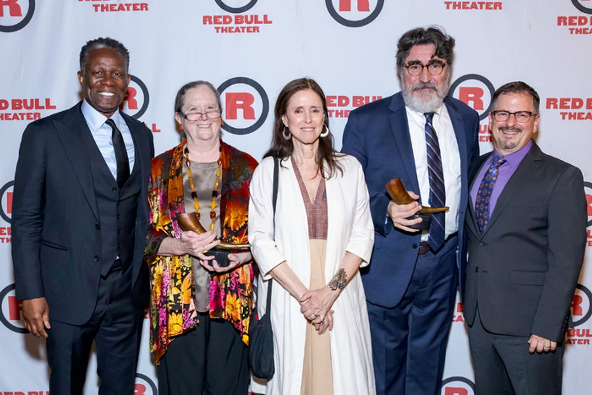 John Douglas Thompson, K. Ann McDonald, Julie Taymor, and Alfred Molina with Red Bull Theater Founder and Artistic Director Jesse Berger at 