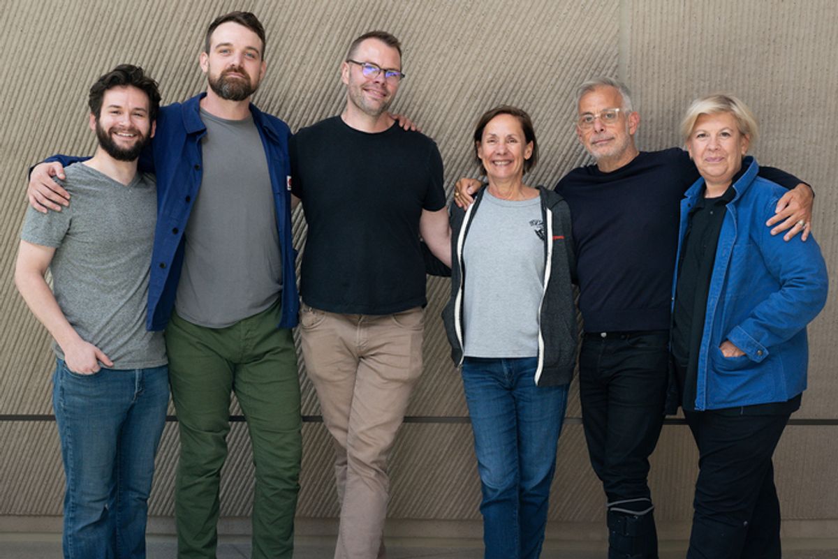 John Drea, Micah Stock, Playwright Samuel D. Hunter, Laurie Metcalf, Director Joe Mantello and Meighan Gerachis.  at 