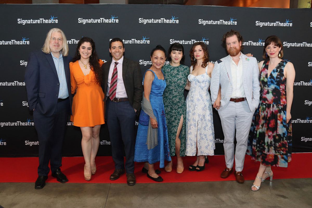 Dave Malloy, Mona Seyed-Bolorforosh, J.D. Mollison, Ching Valdes-Aran, Mia Pak, Margo Seibert, Scott Stangland, and Annie Tippe at 