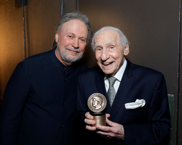 BEVERLY HILLS, CALIFORNIA - JUNE 09: (L-R) Billy Crystal and Mel Brooks attend the 20 Photo