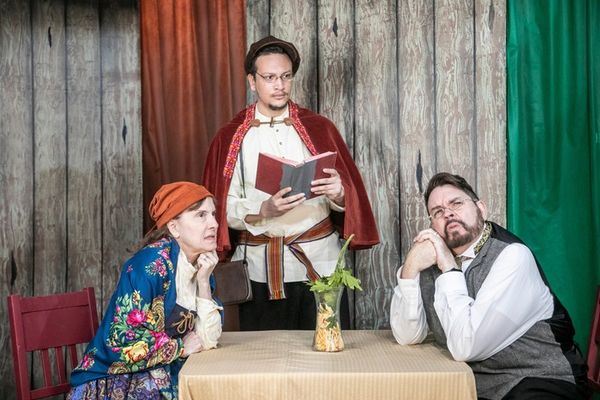 School Master Leon (Miles Garcia) and the Zubritskys (Alison Boole, Jon Sparks) Photo