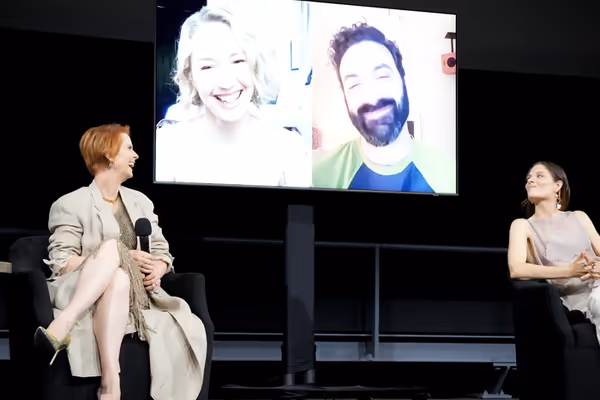 Cynthia Nixon, (virtual) Carrie Coon, (virtual) Morgan Spector, and Louisa Jacobson Photo