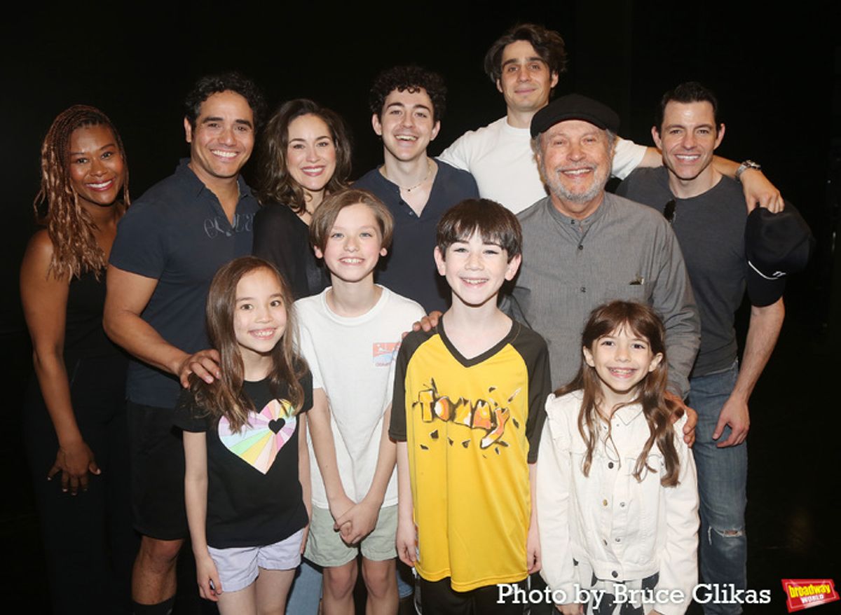  (L-R Back Row) Christina Sajous, Adam Jacobs, Alison Luff, Ali Louis Bourzgui, Bobby Conte, Billy Crystal, John Ambrosino (L-R Front Row) Cecilia Ann Popp, Quinten Kusheba, Reese Levine and Olive Ross-Kline at 