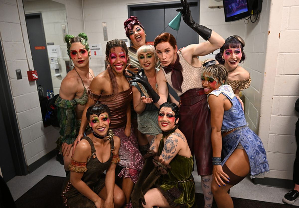 Eddie Redmayne and the cast of Cabaret at the Kit Kat Club at 