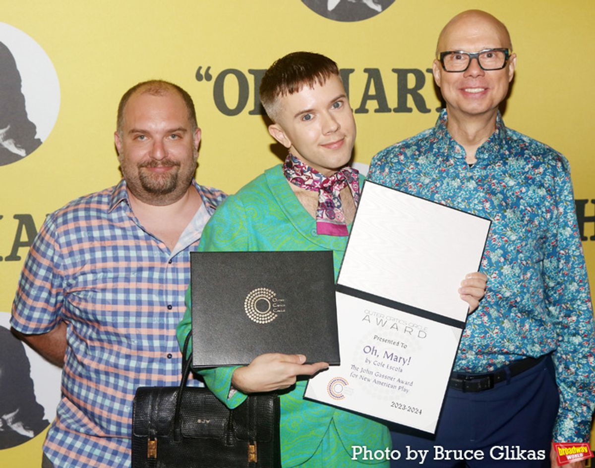 OCC President David Gordon, OCC Winner of Best New American Play Cole Escola and OCC Vice-President Richie Ridge at 