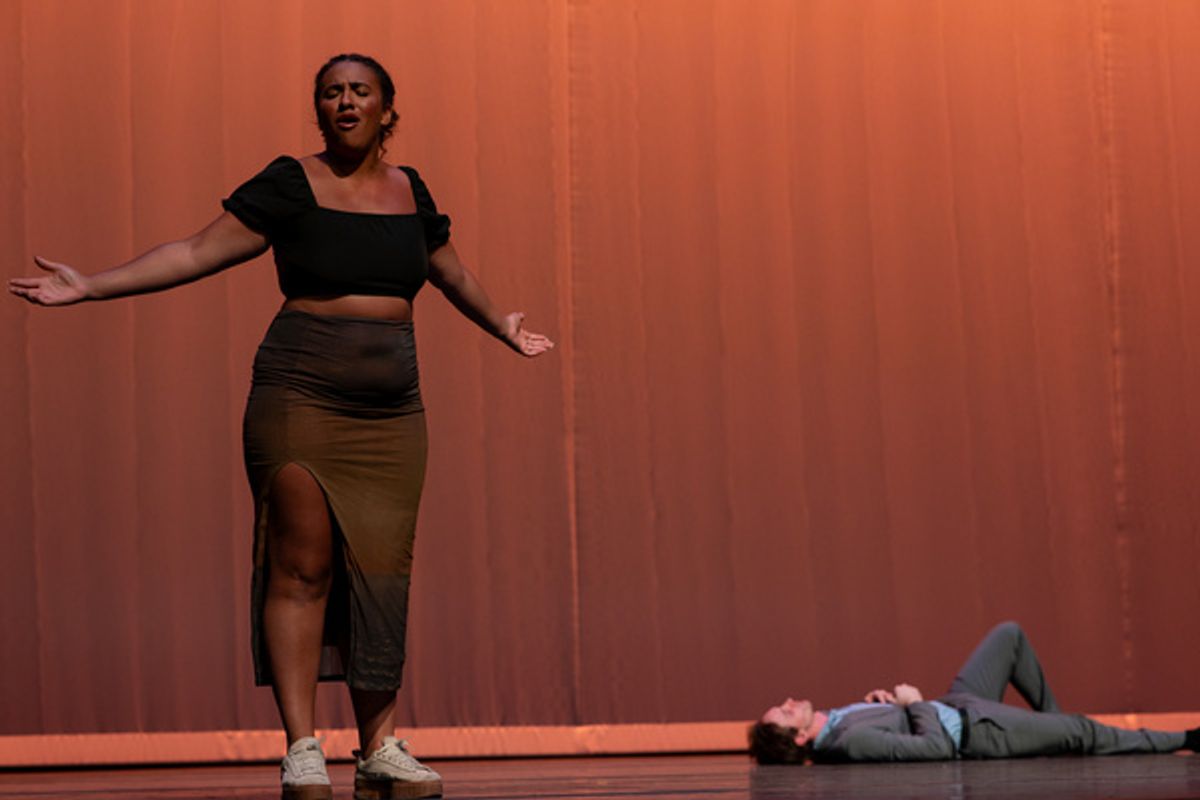 Marta Bady as Mary, with David Moreland as Jesus. at 