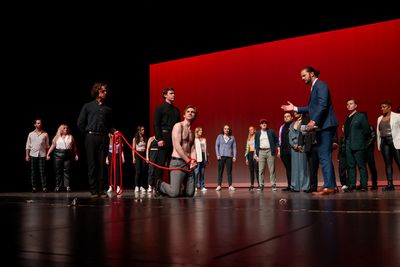 Trevor Vanderzee as Pilate, David Moreland as Jesus, and the Ensemble of Jesus Christ Photo