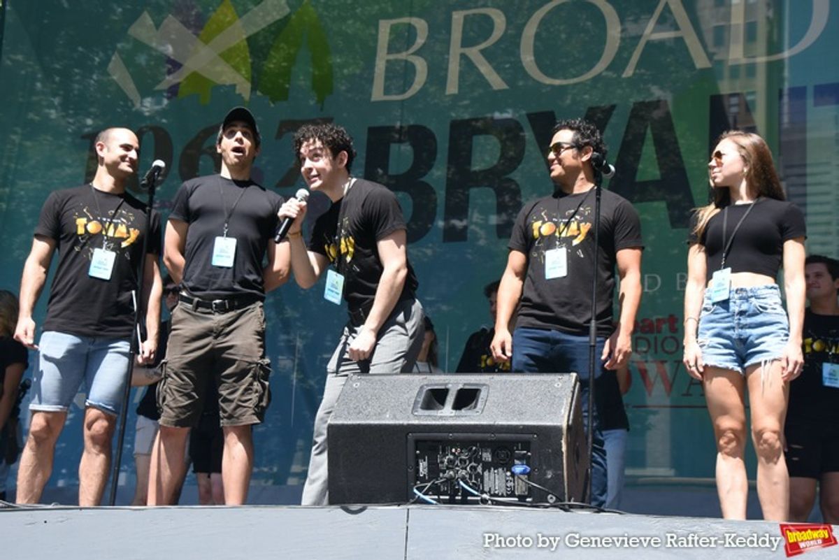 Nathan Lucrezio, Bobby Conte, Ali Louis Bourzgui, Adam Jacobs and Jenna Nicole Schoen at 