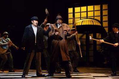 L - R William Guanbo Su (Masetto), Ryan Speedo Green (Don Giovanni), the Santa Fe Ope Photo