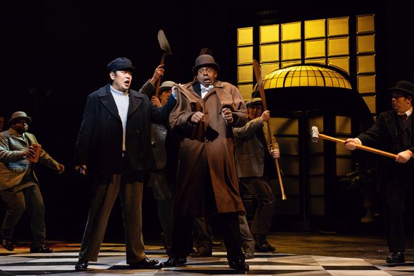 L - R William Guanbo Su (Masetto), Ryan Speedo Green (Don Giovanni), the Santa Fe Ope Photo