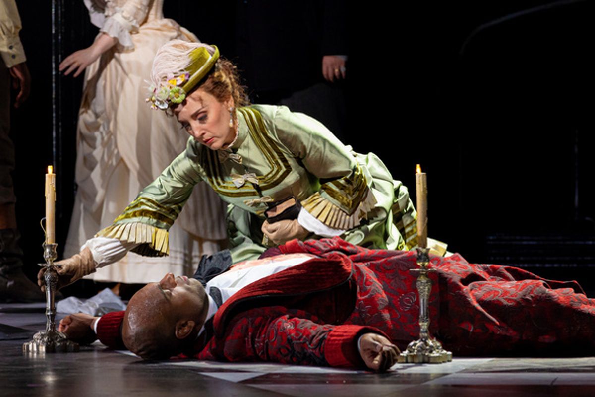 Rachael Wilson (Donna Elvira), Ryan Speedo Green (Don Giovanni)., photo by Curtis Brown for the Santa Fe Opera at 