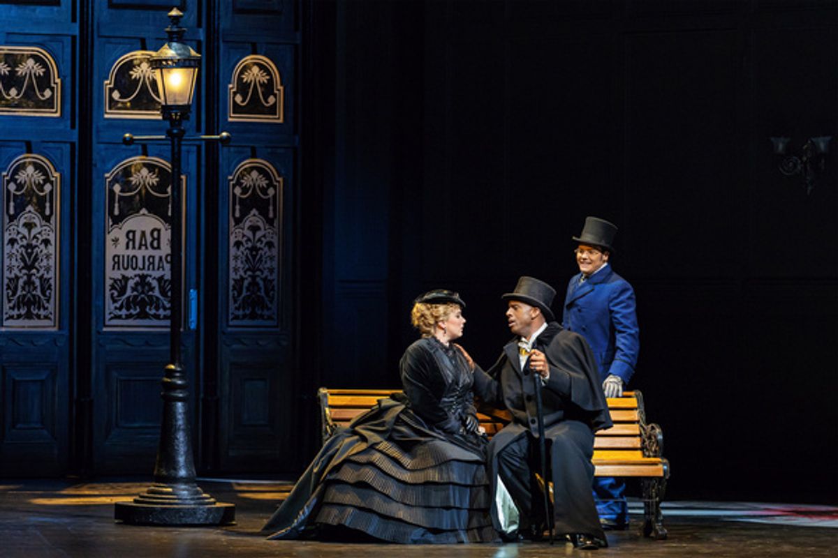 L - R Rachel Fitzgerald (Donna Anna), Ryan Speedo Green (Don Giovanni), David Portillo (Don Ottavio), photo by Curtis Brown for the Santa Fe Opera at 