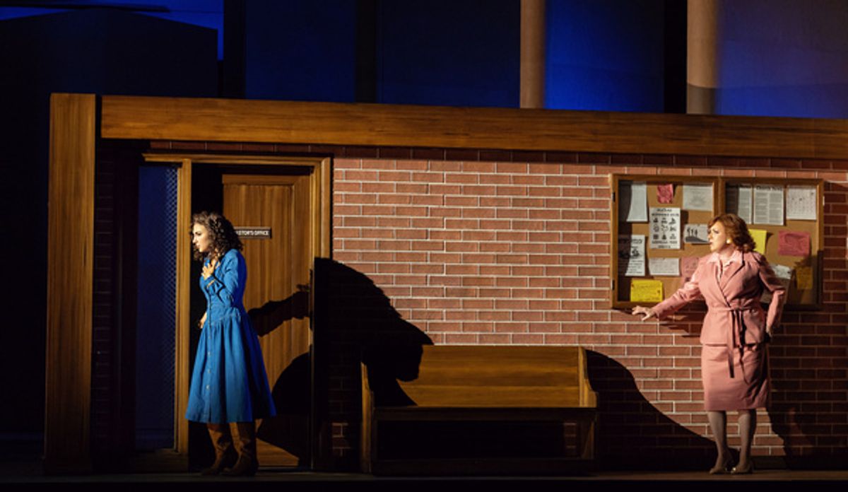 L - R: Elena Villalo?n (Sheila), Jennifer Johnson Cano (Michele), photo by Curtis Brown for the Santa Fe Opera  at 