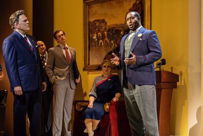 L - R: Michael Mayes (David), Matthew Goodheart (Young Aide), Nicholas Newton (Jacob) Photo