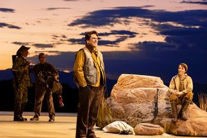 Center: Michael Mayes (David), back L - R Greer Grimsley (Paul), Brenton Ryan (CM), Anthony Roth Costanzo (Jonathan), photo by Curtis Brown for the Santa Fe Opera @ BroadwayWorld Center: Michael Mayes (David), back L - R Greer Grimsley (Paul), Brenton Ryan (CM), A Photo