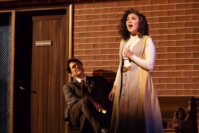 Michael Mayes (David), Elena Villalo?n (Sheila), photo by Curtis Brown for the Santa  Photo