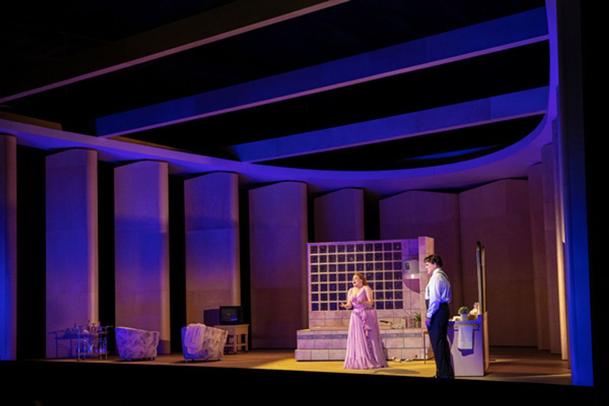 L - R: Jennifer Johnson Cano (Michele), Michael Mayes (David), Elena Villalo?n (Sheila), photo by Curtis Brown for the Santa Fe Opera at 