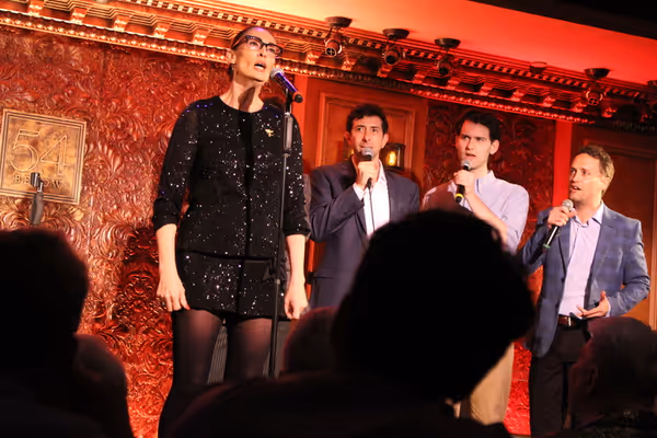 Sara Gettelfinger and male ensemble. Photo