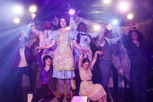 Pictured: (front, l to r) Mizha Lee Overn, Caitlyn Cerza and Alex Stetkevich with (back, l to r) Ezra Borrero, Will Lidke, Darian Goulding, Niki-Charisse Franco, Patrick O''Keefe and Elliot Esquivel. P @ BroadwayWorld Pictured: (front, l to r) Mizha Lee Overn, Caitlyn Cerza and Alex Stetkevich with (ba Photo