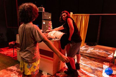 Kailer Scopacas as Dude in PEARLS FOR SPURS by Gates Leonard at the A.R.T./New York T Photo