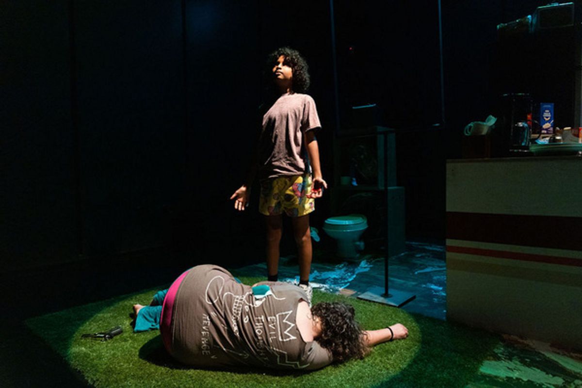 Emperor Kaioyus as Spoon and Kelly Mares* as Missy in PEARLS FOR SPURS by Gates Leonard at the A.R.T./New York Theatres; Luke Leonard, Dir., photo credit: Whitney Browne at 