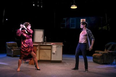 Kyle Nicholas Anderson (Dorothy Michaels) and Luke Hamilton (Max Van Horn) in TOOTSIE Photo