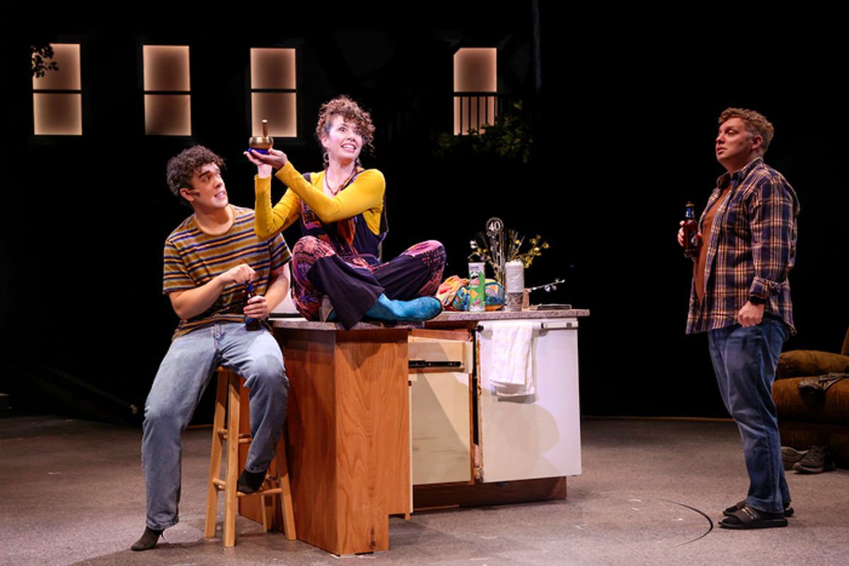 Kyle Nicholas Anderson i(Michael Dorsey), Brooke Jacob (Sandy Lester), and Joshua Morgan (Jeff Slater) in TOOTSIE at North Shore Music Theatre (August 13 - 25, 2024). Photo by David Costa Photography
 at 